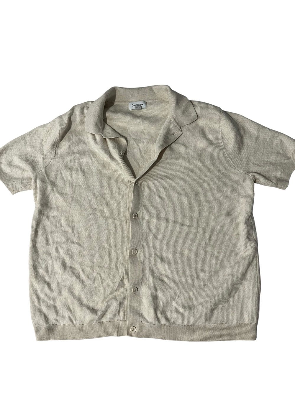 Goodfellow & Co Cream Short-Sleeve Button-Up Cardigan